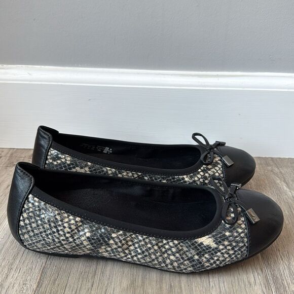 Vionic Minna Snakeskin Leather Ballet Flat Cap Toe Slip On Career Office Size 6 - Picture 2 of 9
